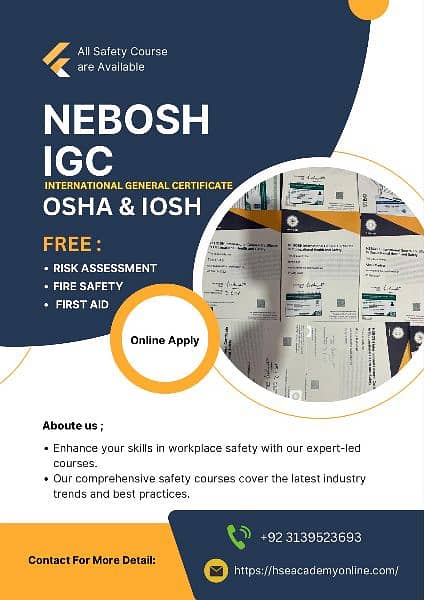 NEBOSH, OSHA, IOSH, ISO 0