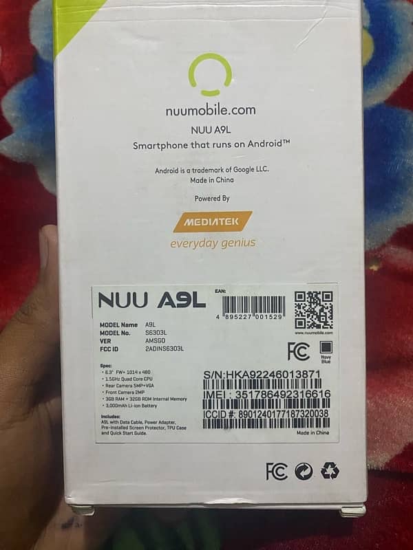 NUU A9L dual sim pta approved withbox charger 3/32. 6