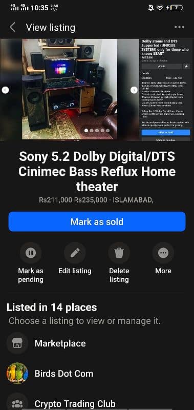 Sony 5.2 Dolby Digital/DTS Cinimetic Bass Reflux Home theater 1