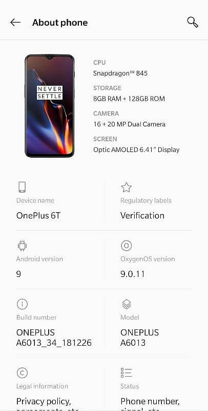 OnePlus 6t 8/128 dual Sim pta approved for sale with box 2