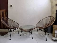 Wooden And Steel Chair With Best Quality Glass