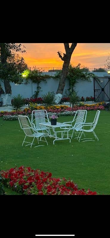 outdoor iron chair table set 0