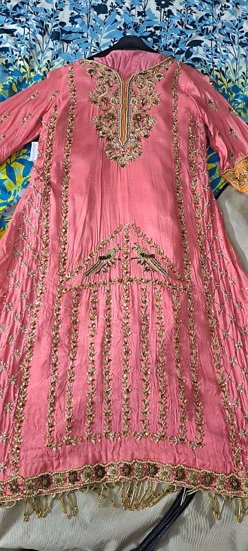 raw silk suit . piyazi color and orange banarsi dupatta . 2