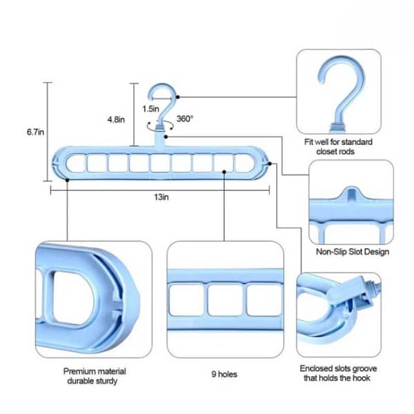 9 Hole Hangers Wardrobe Organizers ( 5 hangers set) 3