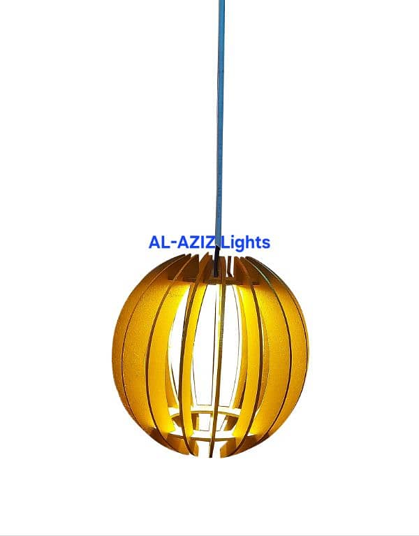 Aluminium + wooden hanging lights 3