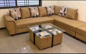 corner sofa with table