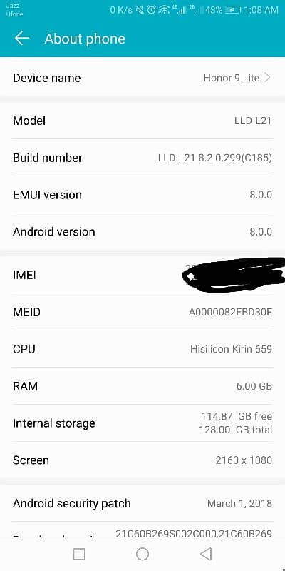 Honor 9 lite Global Patched 6 128 for sale and exchanges 0