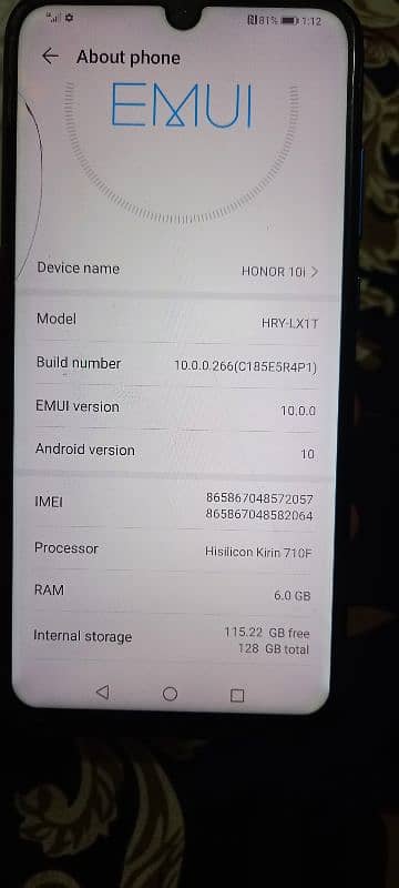 Honor 10i 6GB 128GB Non PTA one Sim working 6