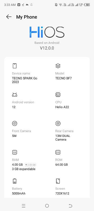 Tecno spark go 4+3- 64 2