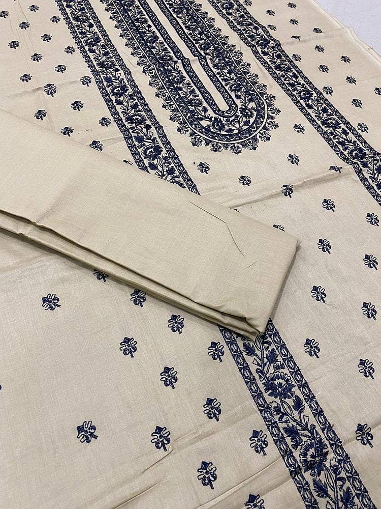 2 Pcs Women's Unstitched Cotton Embroidered Suit 1