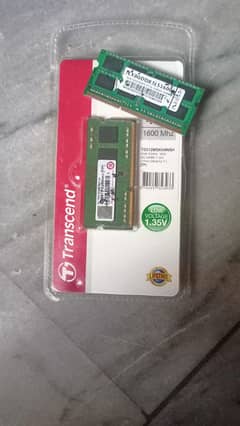 4 GB and 8GB total 12 GB Transcend DDR3L ,1600Mhz laptop RAM