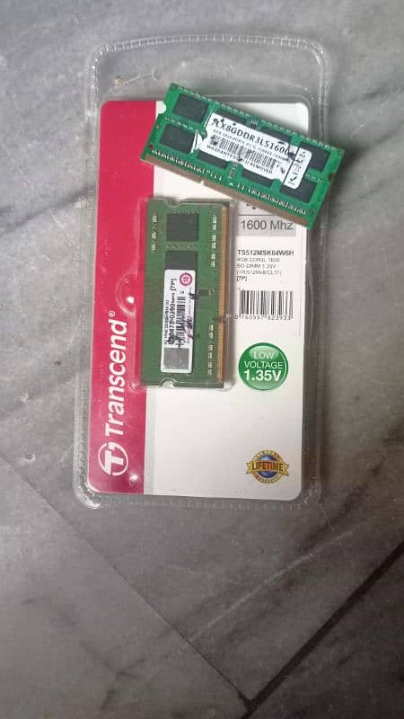 4 GB and 8GB total 12 GB Transcend DDR3L ,1600Mhz laptop RAM 0