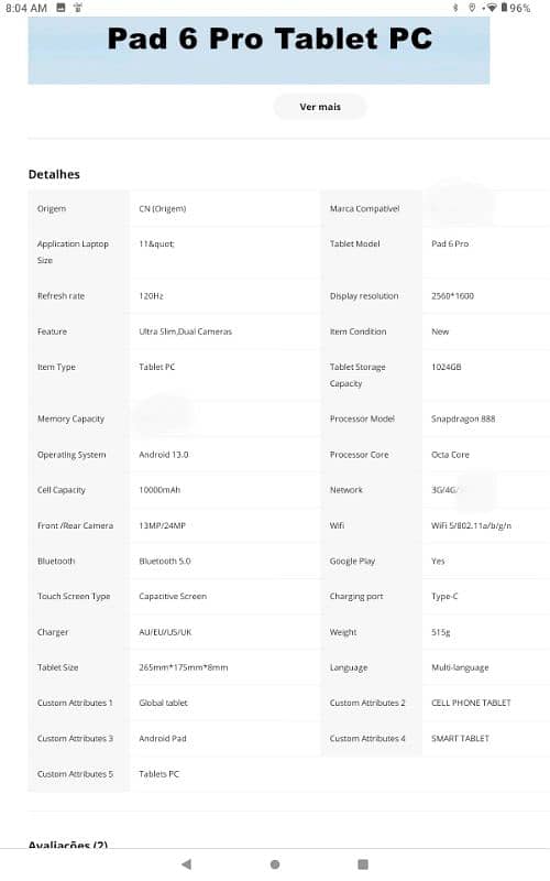 Android pad 6 2