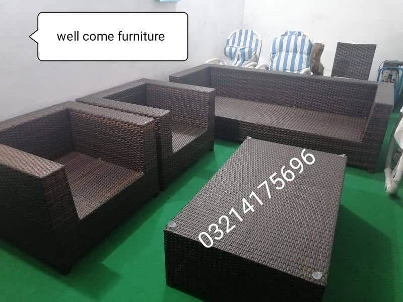 OUTDOOR GARDEN UPVC RATTAN FURNITURE SOFA SET CHAIRS TABLE UMBRELLA 15