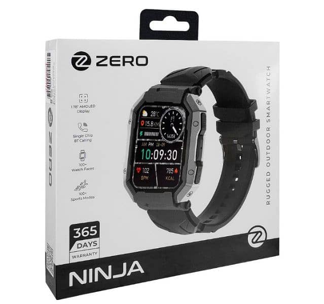 Zero Ninja Bluetooth Calling Smart Watch Black Strap 1