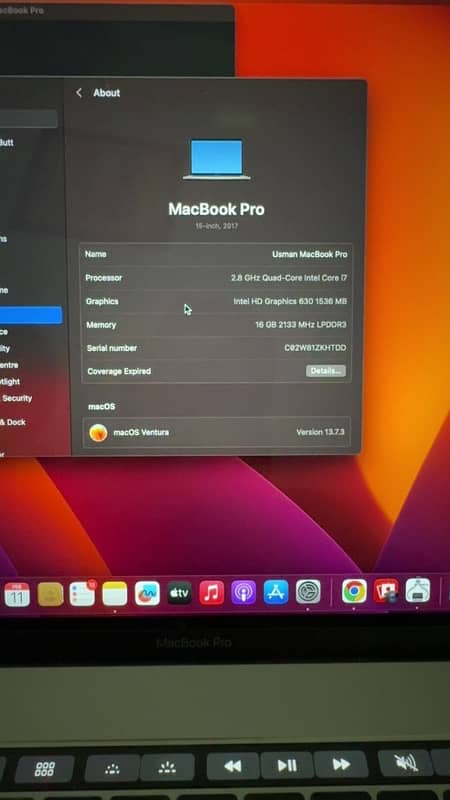 Macbook pro, 2017 15inch space grey 512gb 1