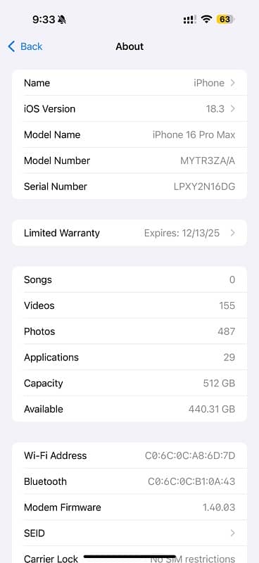 Iphone 16pro Max Non PTA 512GB dual sim 2