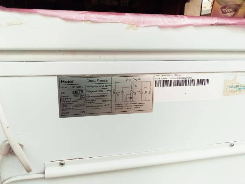 Hair depfreezer dabal door model number . . . HDF535fc good condition 18