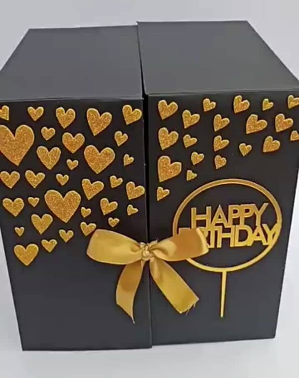 Birthday Surprise Cake Box With Pics and messages 1