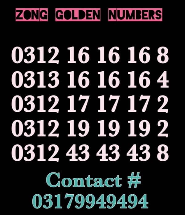 ZONG GOLDEN NUMBERS 0