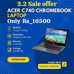 Acer c740 Chromebook laptop 4gb Ram 128gb SSD