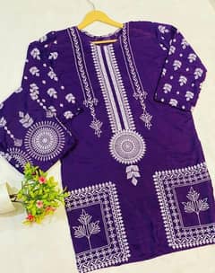 2 piece women stitched Arabic linen Embroidered Suit