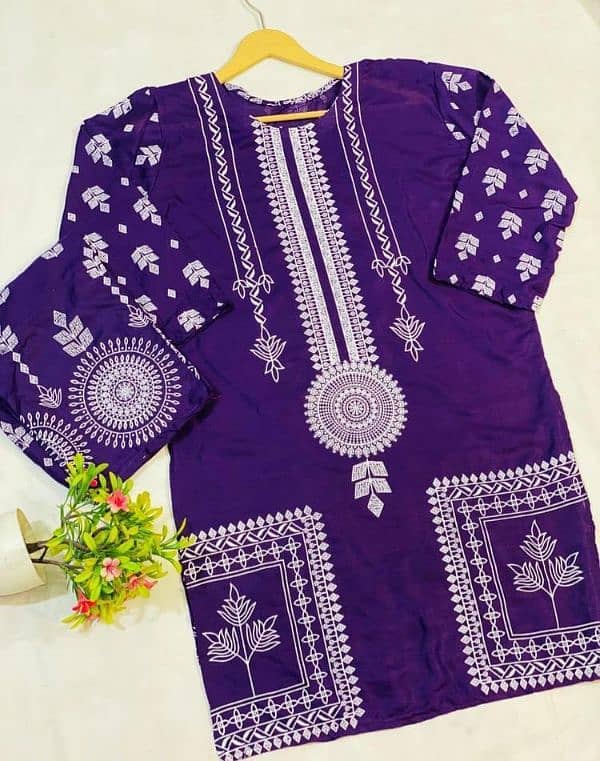 2 piece women stitched Arabic linen Embroidered Suit 0