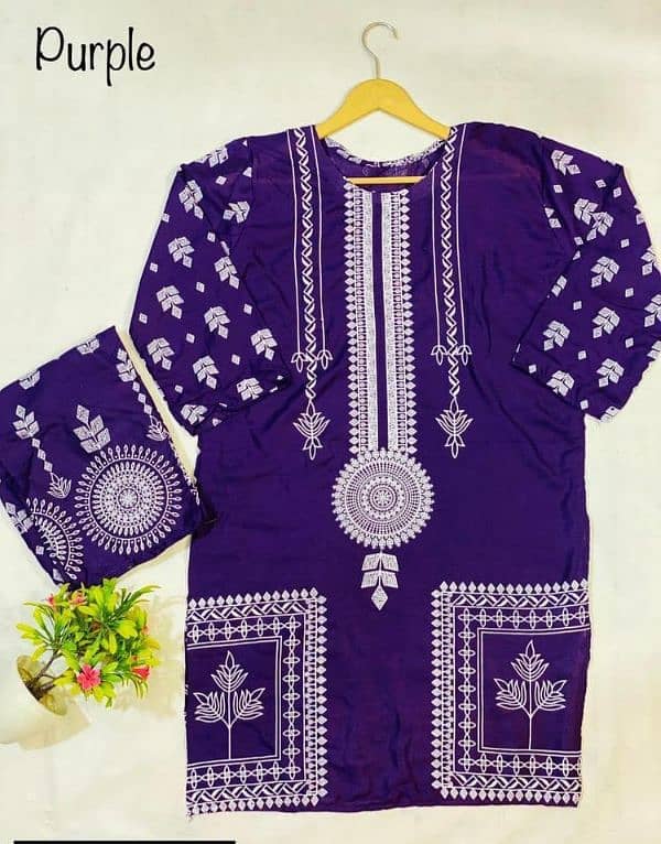 2 piece women stitched Arabic linen Embroidered Suit 2