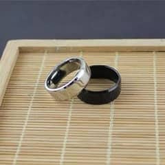 BOYS TITANIUM PURE BLACK HEAVY RING AND WHITE RING PACK OF 2