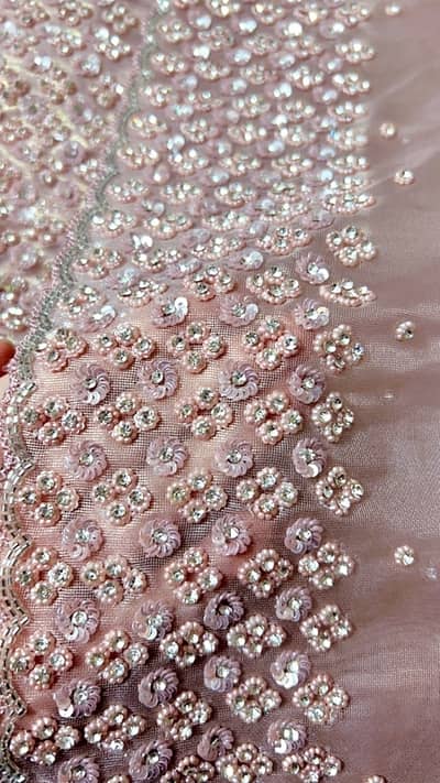 Tea pink Rhinestone Indian Saree