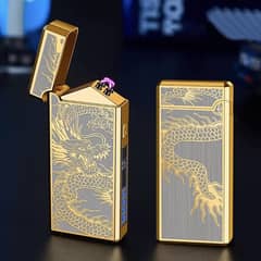 Gold Dragon Metal Plasma Arc USB Type-C Lighter, 500mA, Fast Charging