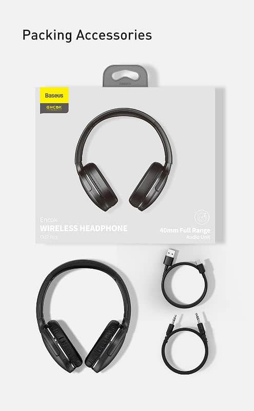 Baseus Encok D02 Pro Wireless Headphones - Foldable & Long-Lasting 5