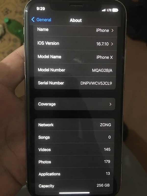 IPhone X PTA ON 256 GB Face ID ok Battery Health 100 10by10 1