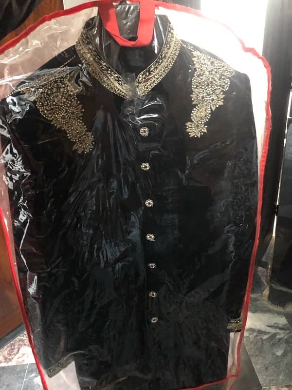 velvet sherwani with kula 1