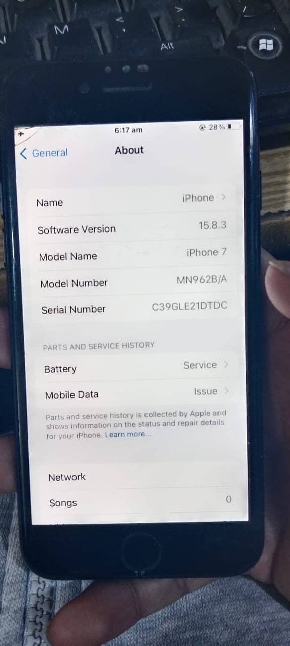 Apple iPhone 7  - 128 GB , bypass (jv) Battery Health 75% 0