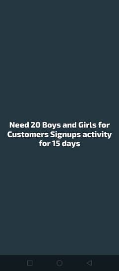 I need 15 boys and girls for an activity in Rawalpindi/ Islamabad