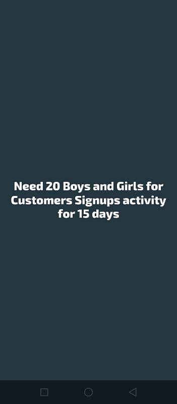 I need 15 boys and girls for an activity in Rawalpindi/ Islamabad 0