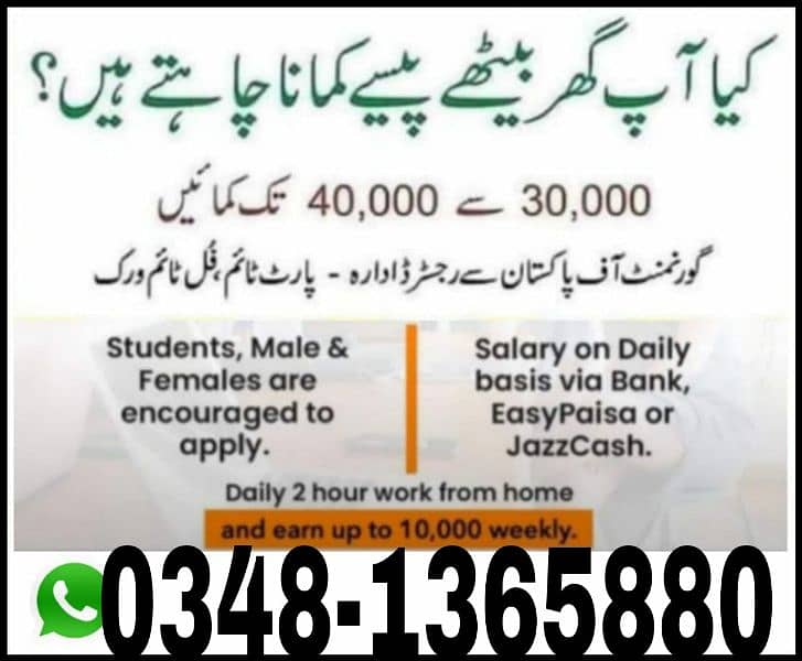 online job / part time/full time/ students/house holder 0