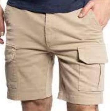 Cargo Shorts Wash & Wear Fabric Black & Beige Colour 1