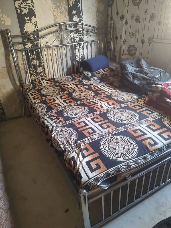 steel iron bed with matress 1