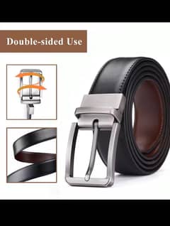 2 in 1, High chrome leather belt for men, double sided leather belt