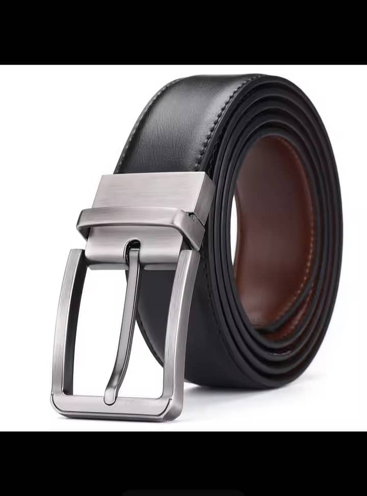 2 in 1, High chrome leather belt for men, double sided leather belt 2