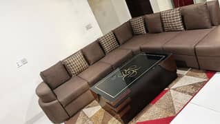 L shape sofa set with center table