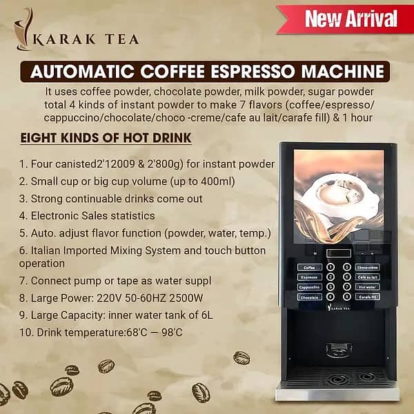 2 channel Karak instant Tea and Coffee vending machine / Coffee vandi 0