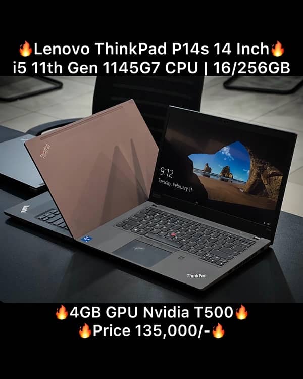 Thinkpad P14s 14 inch i5 11th Gen 16GB 256GB T500 Nvdia 4GB 0