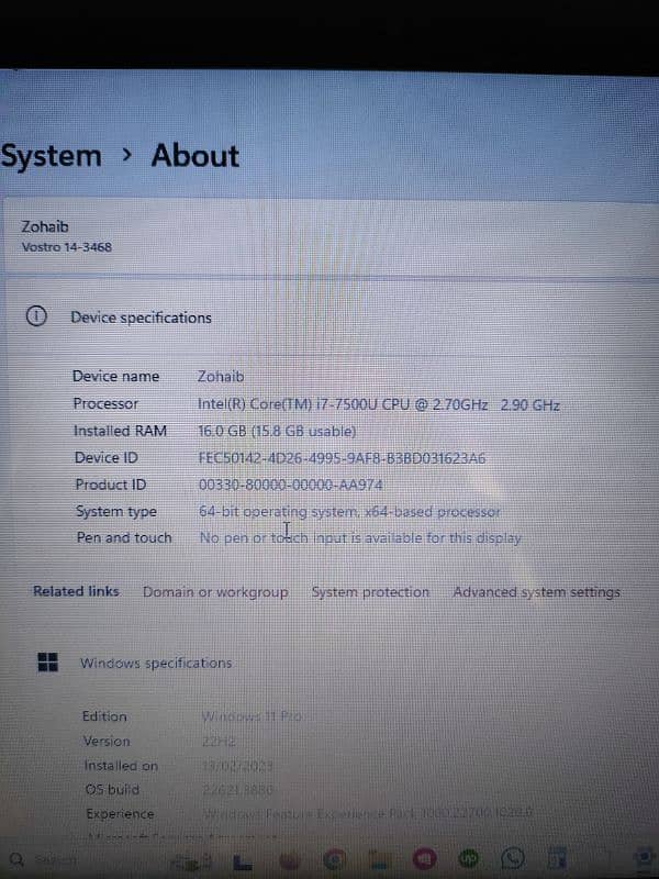 dell vostro 3468 i7 7th generation 16gb ram 512 ssd 6