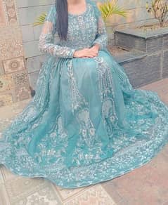 ice blue maxi full embroidered