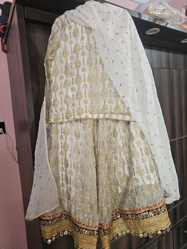 chiffon white lehnga from brand in Large size 3