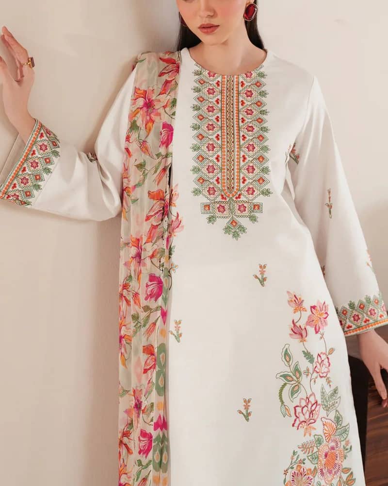 Lawn suit with dupatta /3PC lawn suit/Unstitched embroidered lawn 5