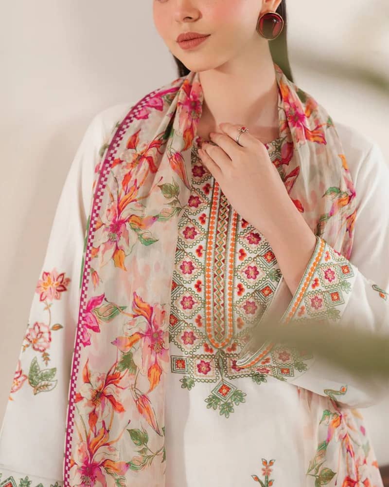 Lawn suit with dupatta /3PC lawn suit/Unstitched embroidered lawn 6